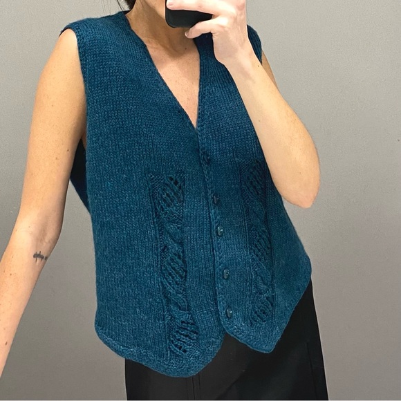 Handmade Wool Knit Sweater Vest - Picture 2 of 7